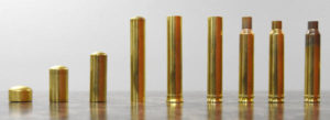 The stages of a bullet casing created at Atlas Development Group in Elizabethtown